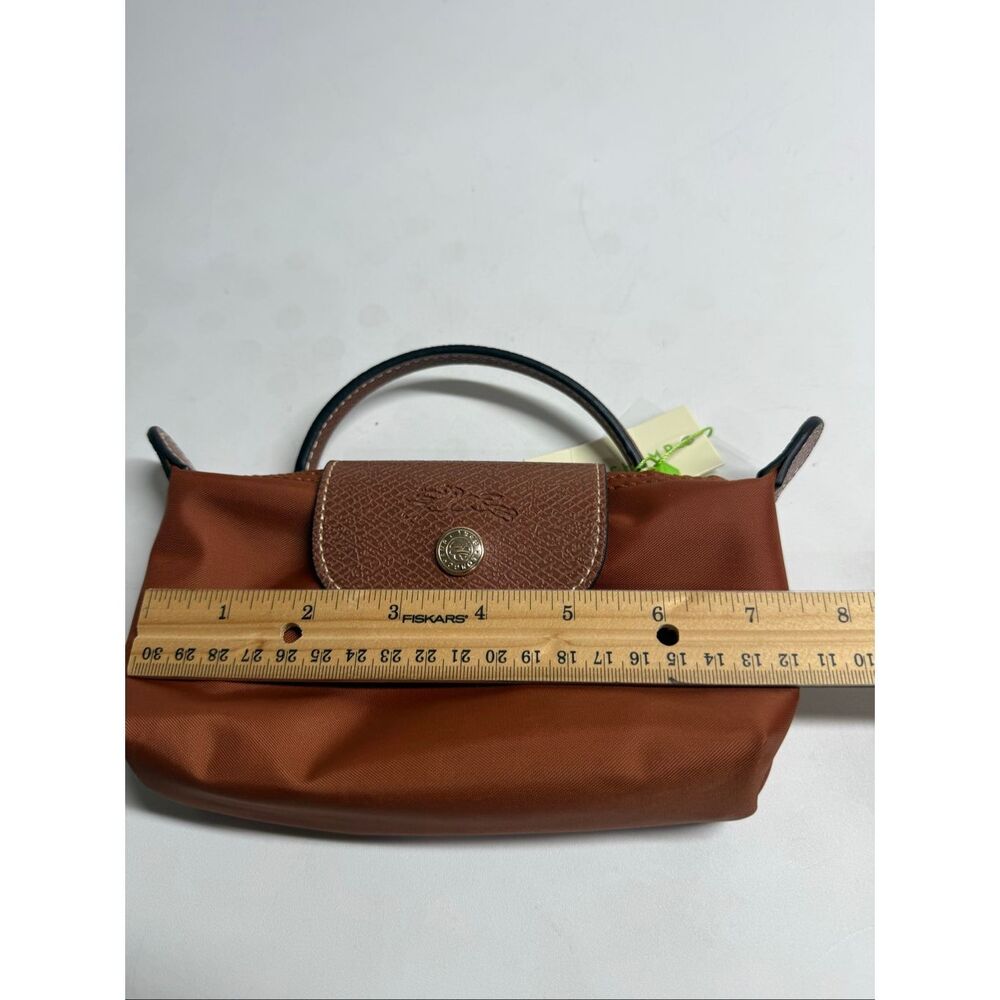 Longchamp Mini Le Pliage Cognac Brown Top Handle Bag + Strap - Picture 8 of 9